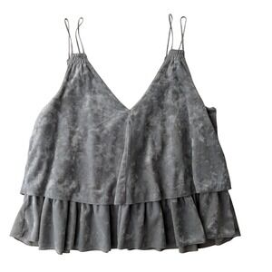 Velvet Cami Top Grey Tiered Ruffle Hem Romanticcore Whimsigoth Womens Medium